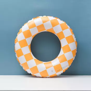 SBART кольцо для плавания с радужными блестками, кольцо для плавания для взрослых, надувной запас воды, спасательный круг, кольцо для плавания, оранжевое клетчатое кольцо 90 #*2