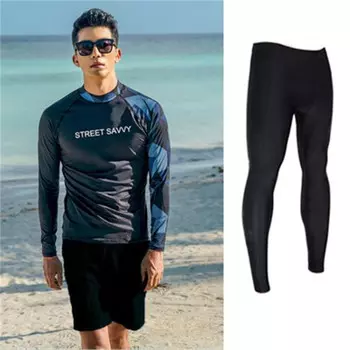SBART SAILBEE гидрокостюм сплит, быстросохнущий купальник с длинными рукавами, костюм медузы, черный мужской костюм-тройка с принтом M-4XL