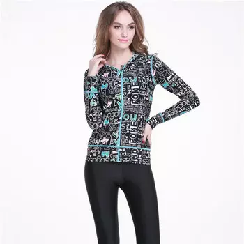 SBART сплит солнцезащитный купальник гидрокостюм гидрокостюм для пляжного серфинга и подводного плавания (женский) 912 английский черный узор