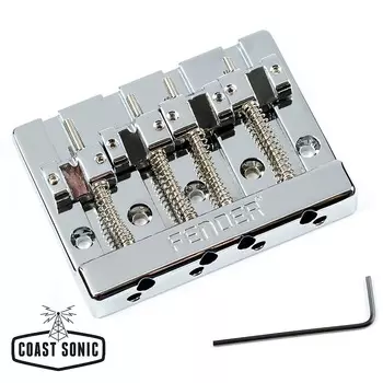 Сборка 4-струнного бас-бриджа Fender HiMass с латунными седлами HiMass 4-String Bass Bridge Assembly with Saddles