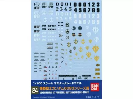 Сборная модель Gundam Decal No.24 Mobile Suit Gundam 0083: Stardust Memory Multiuse Decal Sheet Bandai Spirits