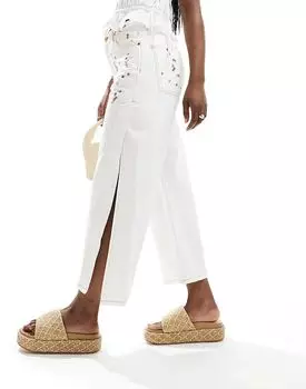 Scalpers – Джинсы белого цвета с клетчатыми деталями