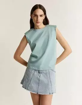 Scalpers – Футболка синего цвета с присборенными плечами