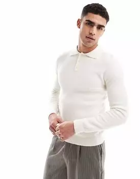 Scalpers Gibson белый вязаный свитер с воротником-поло