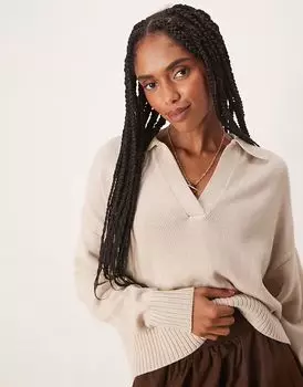 Scalpers - свитер с воротником-поло из хлопка цвета тауп