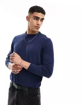 Scalpers – Темно-синий свитер с круглым вырезом и принтом черепа