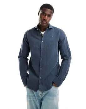 Scalpers – винтажная темно-синяя льняная рубашка