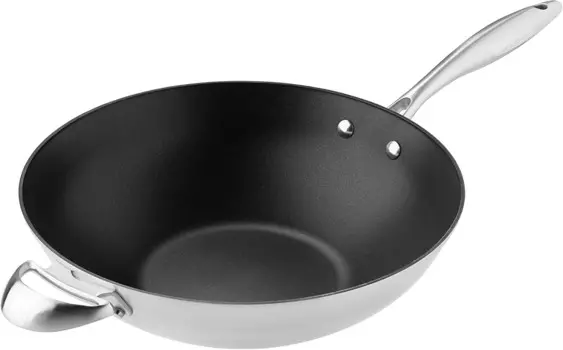 SCANPAN CTX Wok с антипригарным покрытием, 32 см/12,5 дюйма, подходит для индукционной индукции, Black , Silver