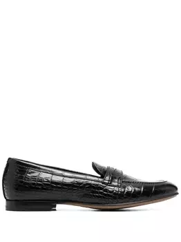 Scarosso лоферы с тиснением под кожу крокодила, черный