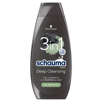 Schauma Men Deep Cleansing шампунь мужской для волос на лице и теле, 400 мл