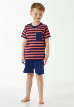 Schiesser Пижама "Casual World"" (комплект, 2 шт.), с полосатой рубашкой, красный