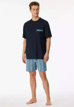 Schiesser Shorty "Comfort Nightwear" (2 шт.), с накладным нагрудным карманом и декоративными полосками, цвет Admiral
