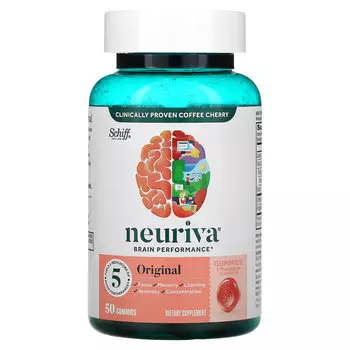 Schiff, Neuriva Brain Performance, оригинальный, со вкусом клубники, 50 жевательных таблеток