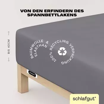 Schlafgut Easy Jersey Простыня с эластаном Box Spring на подгонке 90x190 - 100x220 см Серая простыня средней длины из смеси хлопка
