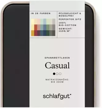 Schlafgut приталенная простыня "CASUAL и т.п. по размеру. 90х200 180-200х200 см, 1 шт., грязно-черный