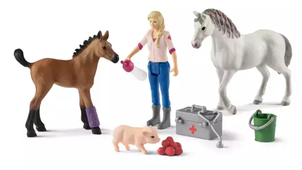 Schleich Фермерский мир Визит врача к кобыле и жеребенку