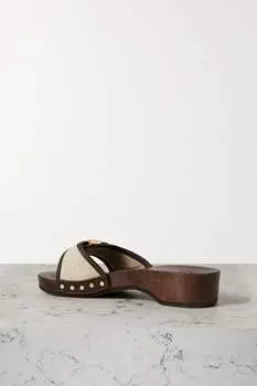 SCHOLL + Холщовые сабо ISSIMO Pescura с пряжками и кожаной отделкой, бежевый