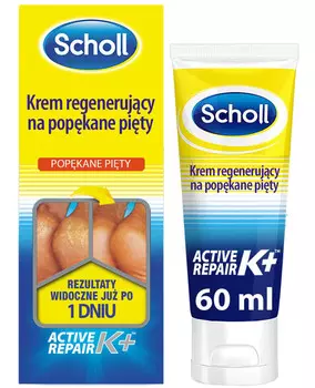 Scholl, восстанавливающий крем для ног от потрескавшихся пяток К+, 60 мл