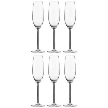 Schott Zwiesel 104100 Бокал для шампанского Diva, флейта для шампанского, 220 мл, В 25,3 см, прозрачный (6 шт.)
