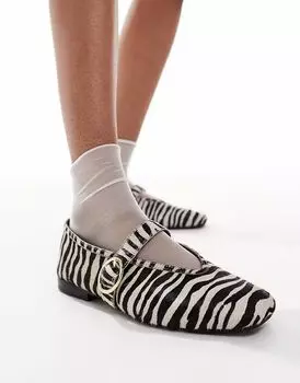 schuh Lavena туфли Мэри Джейн на плоской подошве из шерсти зебрового пони