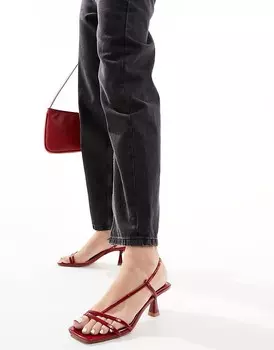 schuh – Sora – босоножки с ремешками вишневого цвета на маленьком каблуке