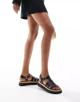 schuh – Texas – Черные кожаные сандалии