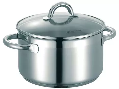 Schulte-Ufer LOOP Кастрюля для приготовления мяса с крышкой, нержавеющая сталь, диаметр 24 см, подходит для индукционных плит Schulte Ufer