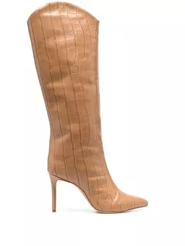 Schutz сапоги на шпильке с тиснением под кожу крокодила, коричневый