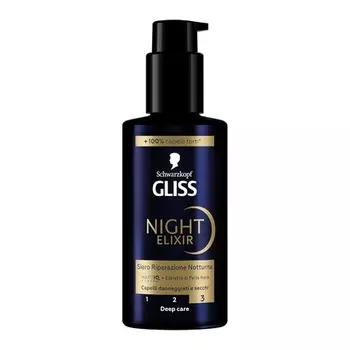 Schwarzkopf Night Elixir Repair Serum 100 мл с системой HAPTIQ и экстрактом черного жемчуга для поврежденных и сухих волос Gliss