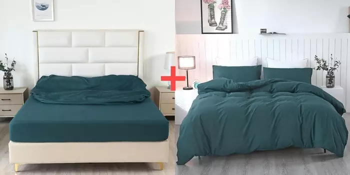 SDIII 5 шт. лесно-зеленый пододеяльник с комплектом простыней King, 2 простыни + 1 пододеяльник + 2 наволочки, комплект постельного белья King из 100% мытой микрофибры зеленого цвета