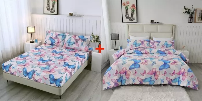SDIII, 6 шт., полный комплект одеял с разноцветными бабочками, простыня, 1 простыня, 1 одеяло и 4 наволочки, охлаждающий комплект постельного белья для малышей, мальчиков, девочек и детей