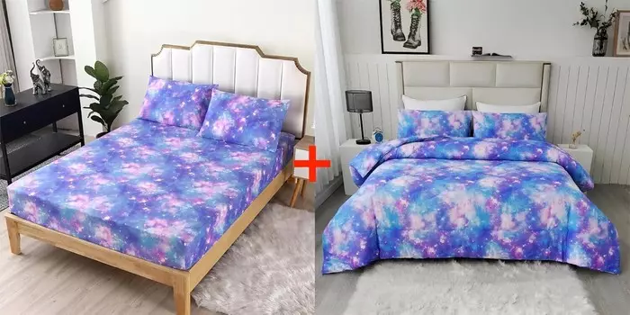SDIII, 6 шт., полный набор одеял с красочным пространством, включая простыню, 1 простыню, 1 одеяло и 4 наволочки, комплект охлаждающего постельного белья для малышей, мальчиков, девочек и детей