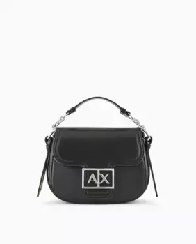 Седельная женская сумка с крышкой и мини-пряжкой Armani Exchange, черный