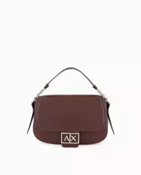 Седельная женская сумка с крышкой и пряжкой Armani Exchange, коричневый