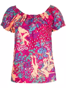 See by Chlo блузка Bardot с графичным принтом, оранжевый