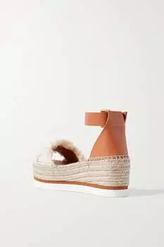 SEE BY CHLO Босоножки Glyn на платформе из парусины и кожи с бахромой, бежевый