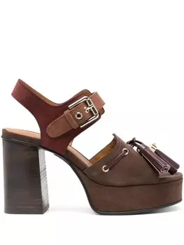 See by Chlo сандалии с кисточками 100 мм, коричневый