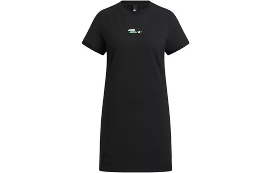 SEEBIN Co-branded SS23 Женское платье с короткими рукавами, черное Adidas