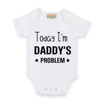 Сегодня я папина проблема с короткими рукавами Baby Grow 60 SECOND MAKEOVER, белый