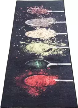 Сехразат кухонная дорожка "Кухня 3003", прямоугольная, моющаяся, плоское плетение, дорожка, нескользящая, короткий ворс, проста в уходе Sehrazat 50х240 см, черный