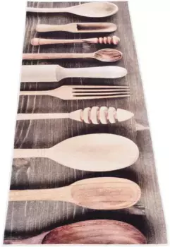 Сехразат кухонная дорожка "Кухня 3006", прямоугольная, моющаяся, плоское плетение, дорожка, нескользящая, короткий ворс, проста в уходе Sehrazat 50х180 см, коричневый