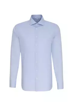 Seidensticker деловая рубашка "Shaped", фасонный, с длинными рукавами, воротник Кент, однотонный, голубой