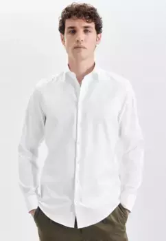 Seidensticker деловая рубашка "Shaped", фасонный, с длинными рукавами, воротник Кент, однотонный, белый