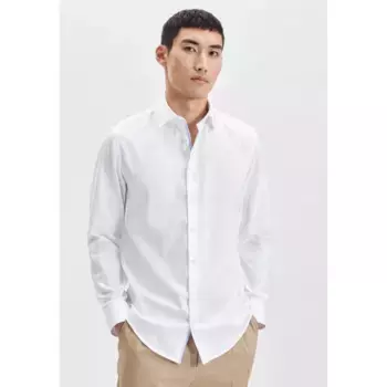 Seidensticker деловая рубашка "Shaped", фасонный, с длинными рукавами, воротник Кент, однотонный, белый