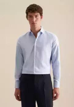 Seidensticker деловая рубашка "Shaped", фасонный воротник "Кент" с длинными рукавами Pepita, голубой