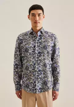 Seidensticker деловая рубашка "Slim", тонкий воротник "Кент" с цветочным принтом, синий