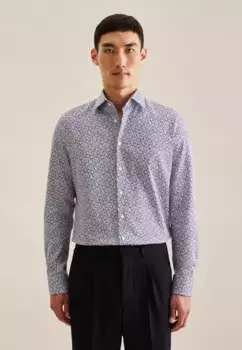 Seidensticker деловая рубашка "Slim", тонкий воротник "Кент" с цветочным принтом, синий