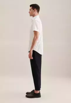 Seidensticker деловая рубашка "Slim", узкая, с короткими рукавами, воротник Кент, однотонная, белый