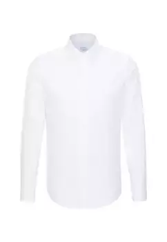 Seidensticker деловая рубашка "Slim", узкий, с длинными рукавами, воротник "Кент", однотонный, белый