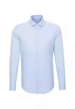 Seidensticker деловая рубашка "Slim", узкий, с длинными рукавами, воротник "Кент", однотонный, голубой